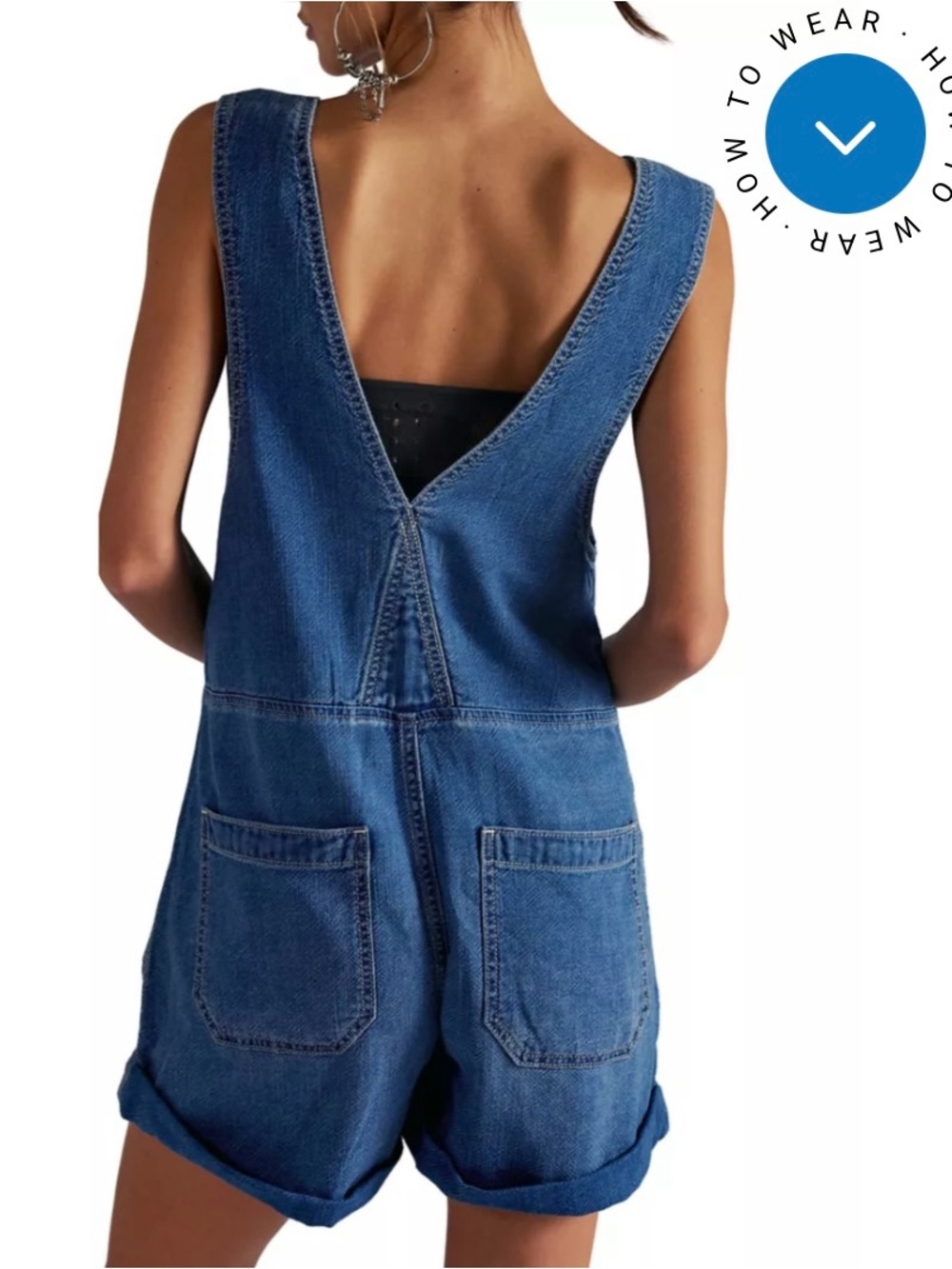 Free People Blue Denim Short Overalls - Picture 2 of 3